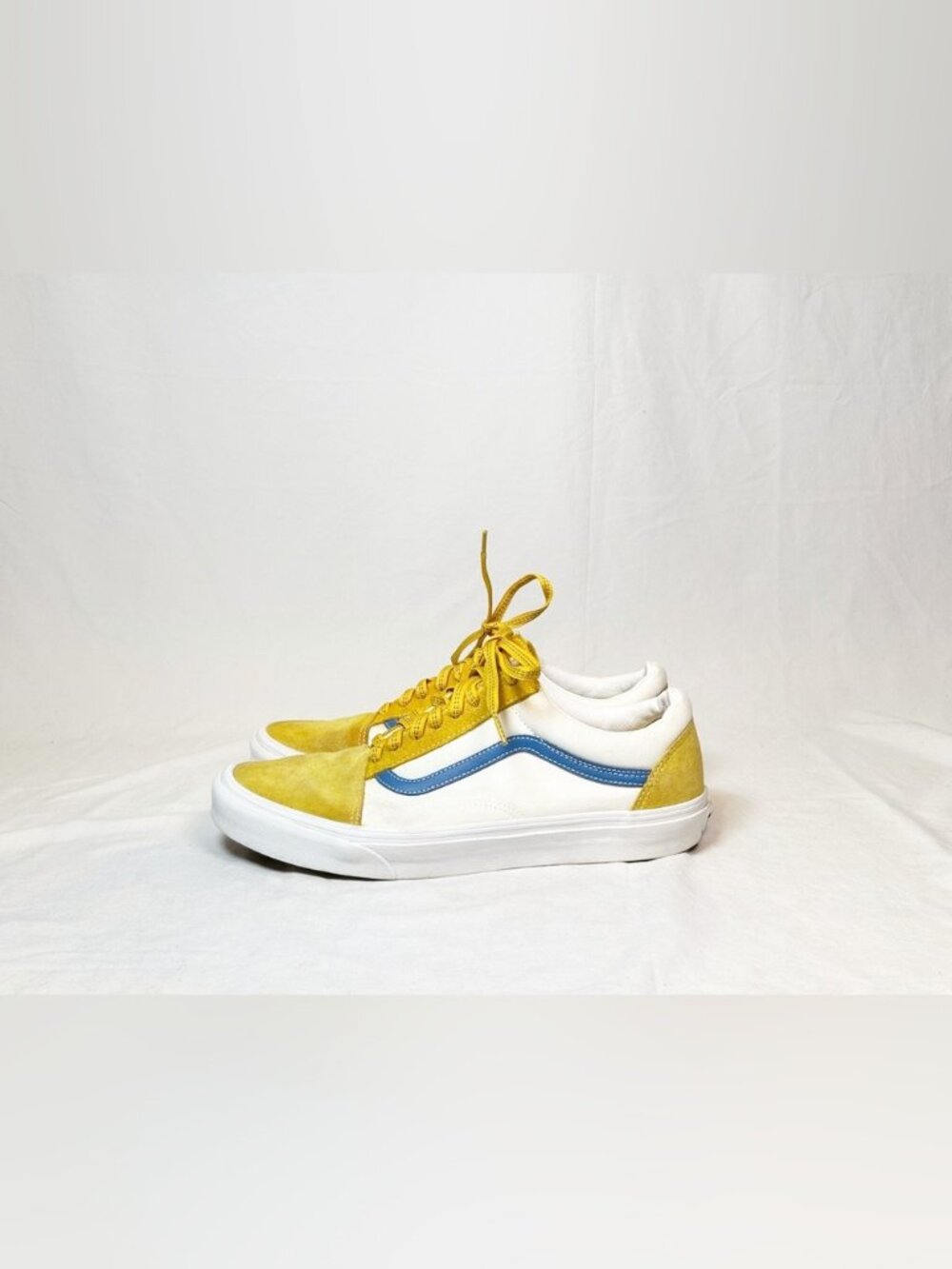 Vans Old Skool Mens Freesia/Vallarta Blue Suede Sport Pop Skate Sneakers~12~ - Picture 4 of 7